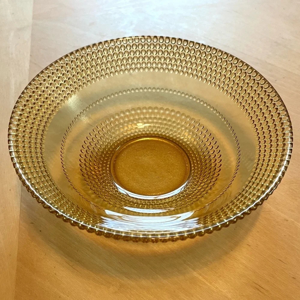 Beautiful Vintage Amber Glass Beaded Bowl and Federal White Milk Glass Bowl Set